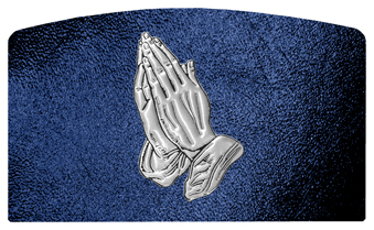 DACRO-516-SL-SH-BL Silver Praying Hands Shimmer Blue